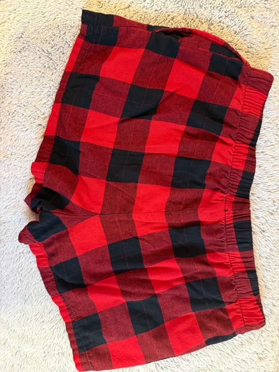 stars above Red and Black Buffalo Plaid Lounge Shorts - Picture 4 of 5